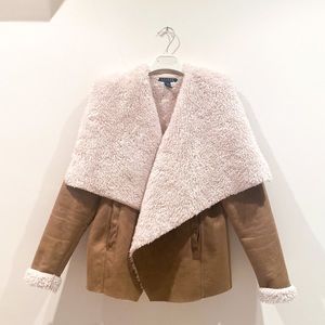 like new Ralph Lauren suede faux fur lined coat